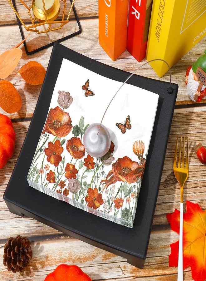 JarThenaAMCS 50Pcs Fall Floral Paper Napkins Vintage Autumn Wildflower Luncheon Napkin Flower Dessert Dinner Hand Napkin for Thanksgiving Harvest Wedding Birthday Party Supplies - Image 4